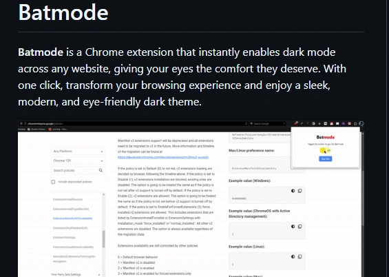Batmode Chrome Web Extension